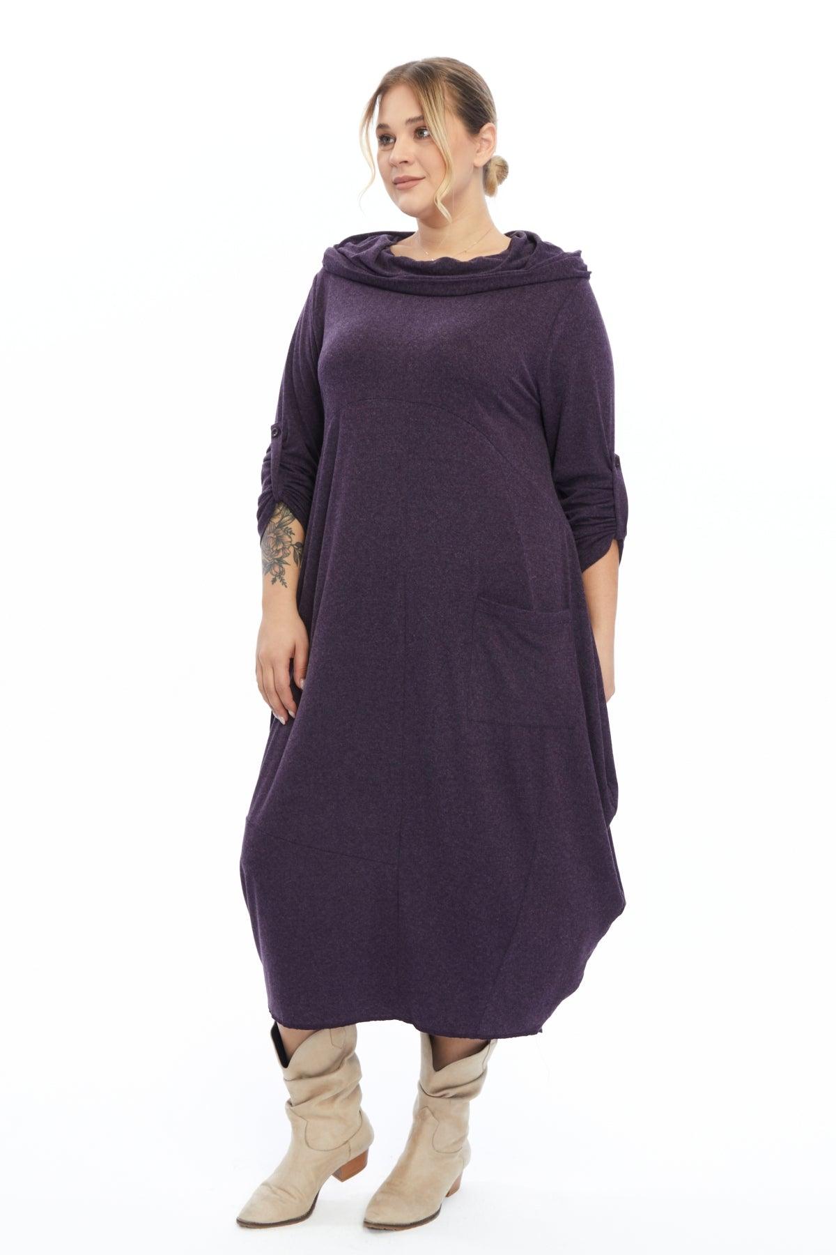 Yün Viskon Kapüşonlu Mor Elbise Giyim > Elbise butik bohem giyim – Yılday Gür Butik Üsküdar Emaar