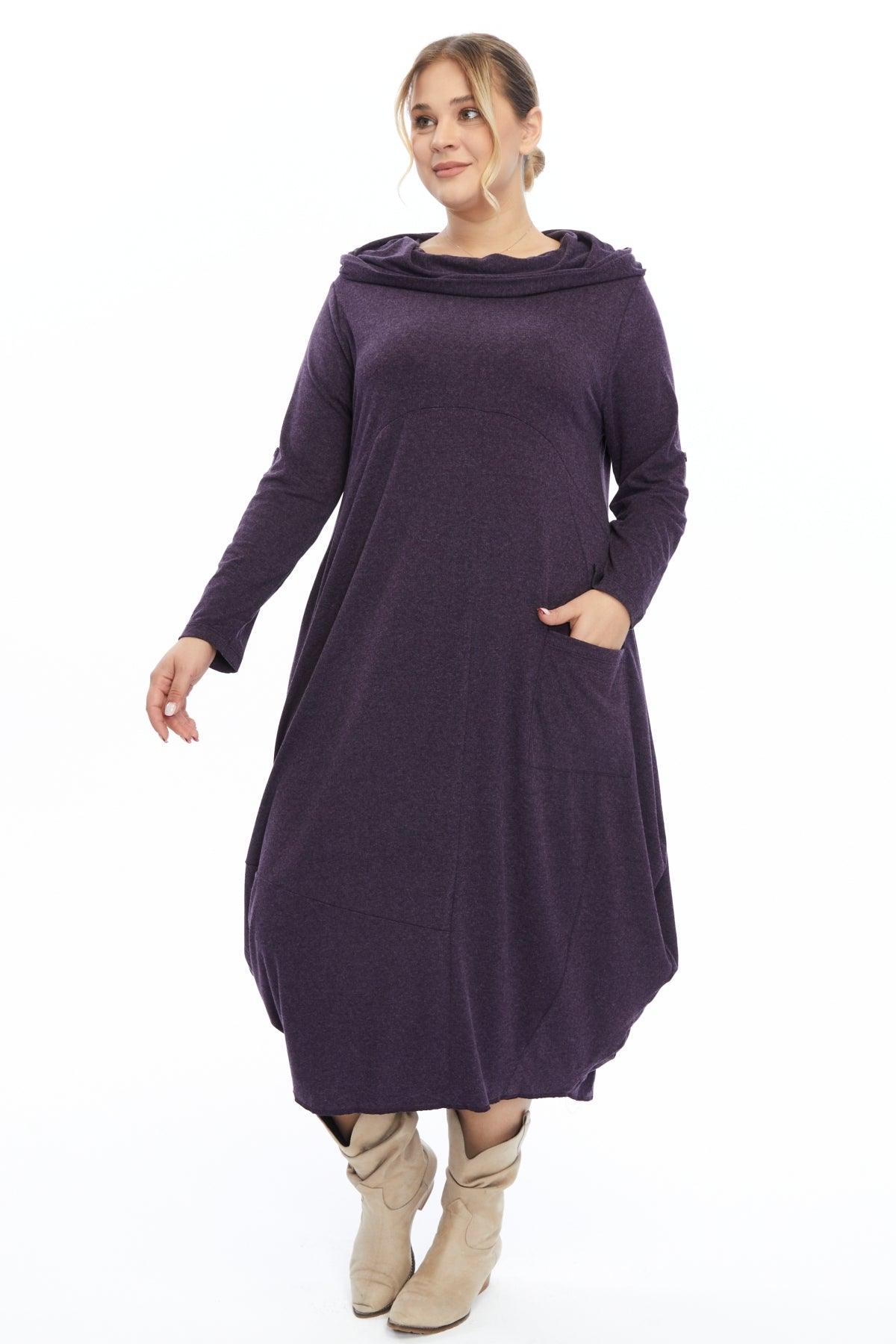 Yün Viskon Kapüşonlu Mor Elbise Giyim > Elbise butik bohem giyim – Yılday Gür Butik Üsküdar Emaar
