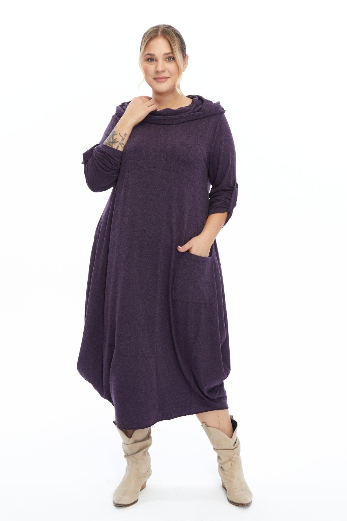 Yün Viskon Kapüşonlu Mor Elbise Giyim > Elbise butik bohem giyim – Yılday Gür Butik Üsküdar Emaar