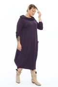 Yün Viskon Kapüşonlu Mor Elbise Giyim > Elbise butik bohem giyim – Yılday Gür Butik Üsküdar Emaar