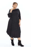 Yün Viskon Kapüşonlu Siyah Elbise Giyim > Elbise butik bohem giyim – Yılday Gür Butik Üsküdar Emaar