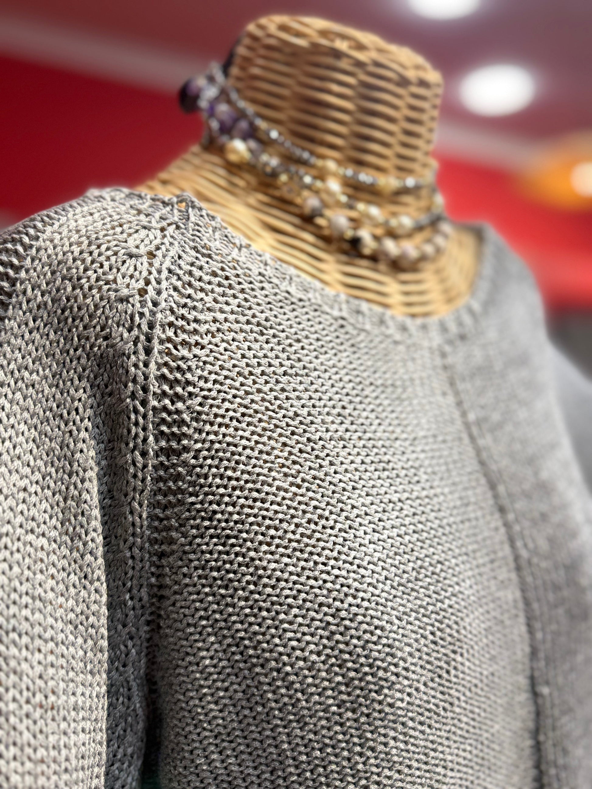 Yuvarlak Yaka Gri Triko Giyim > Üst Giyim > Kazak & Hırka > Kazak butik bohem giyim – Yılday Gür Butik Üsküdar Emaar