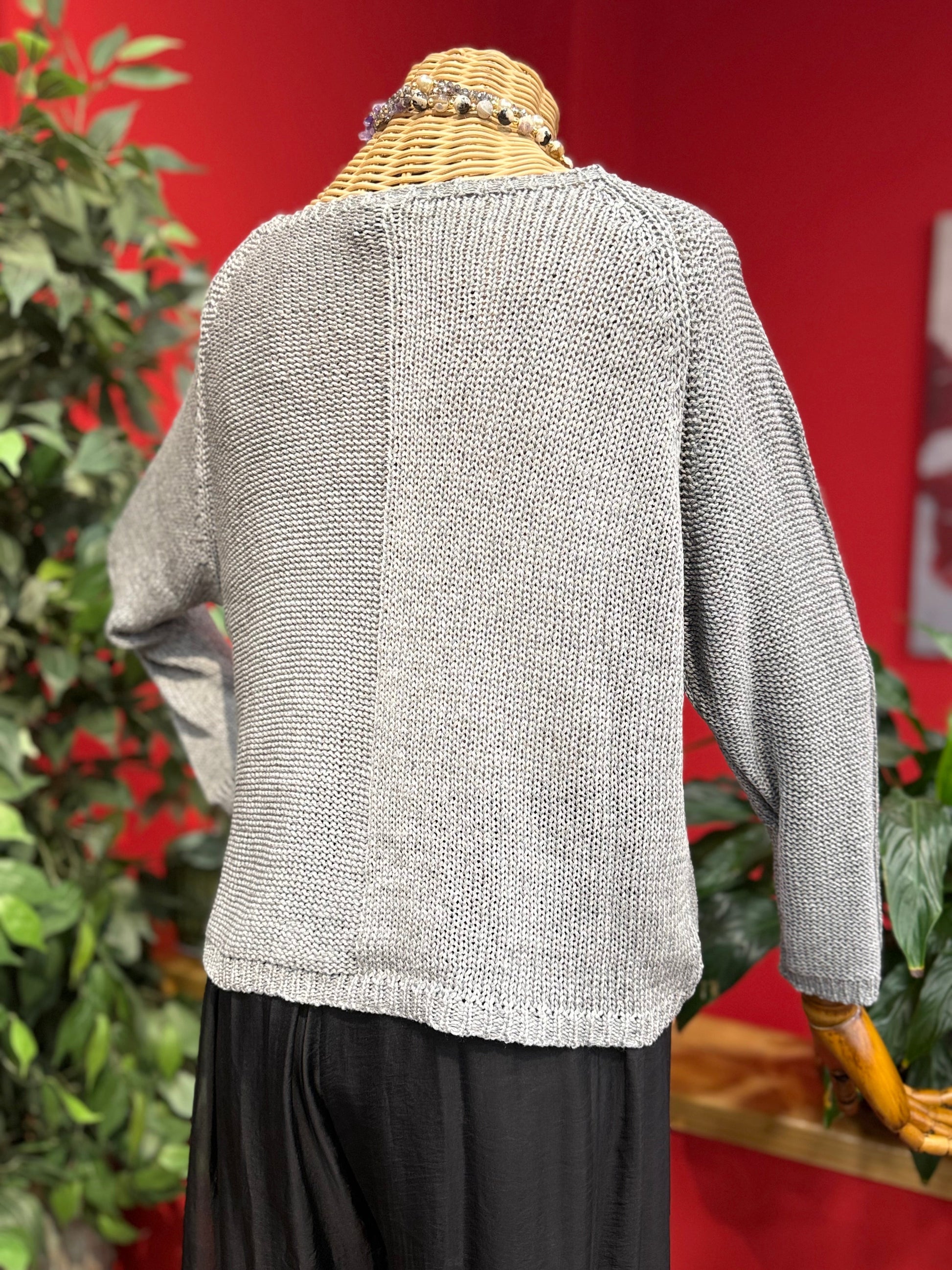 Yuvarlak Yaka Gri Triko Giyim > Üst Giyim > Kazak & Hırka > Kazak butik bohem giyim – Yılday Gür Butik Üsküdar Emaar